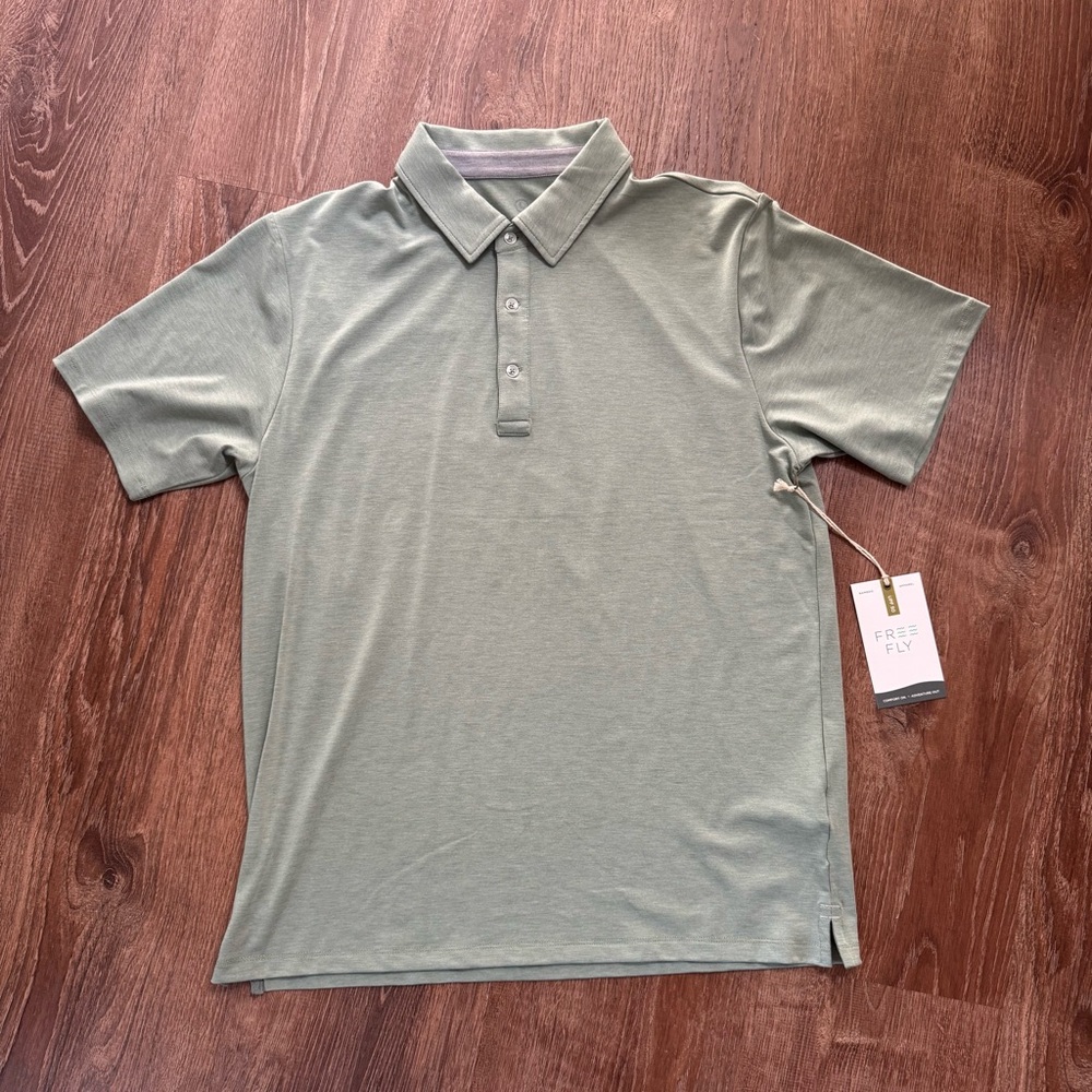 Men’s Free Fly Bamboo Flex Polo In Heather Marsh Size Large NWT